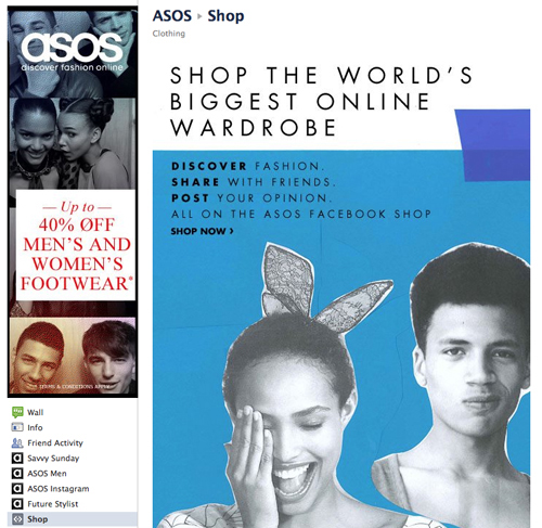 ASOS Facebook page ASOS Facebook page