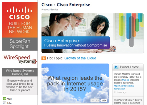 Cisco Facebook page Cisco Facebook page