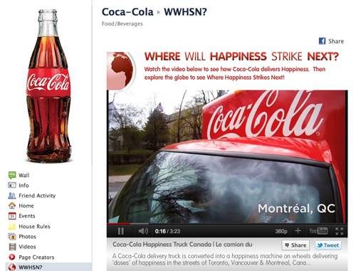 Coca-cola Facebook page Coca-cola Facebook page