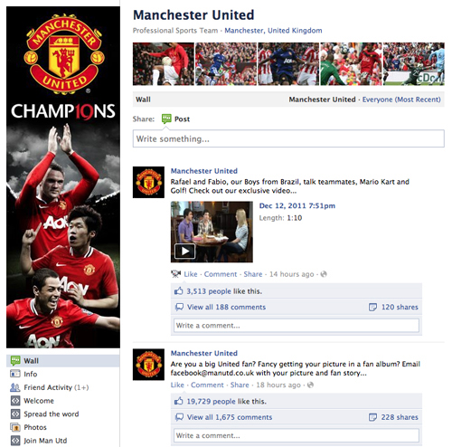 Manchester United Facebook page Manchester United Facebook page