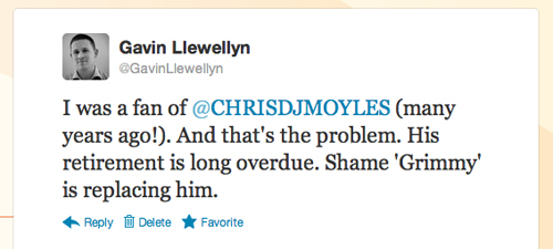 Chris Moyles @mention tweet 